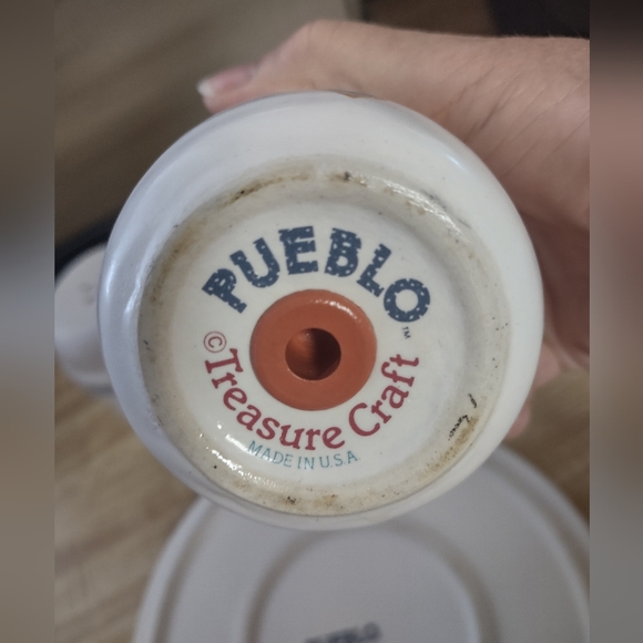 Treasure Craft Pueblo Southwestern Salt Pepper Shakers+Snack Server Made In USA - Picture 4 of 8